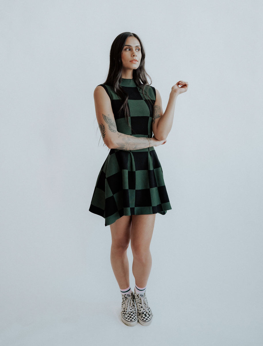 Checkered skater outlet dress