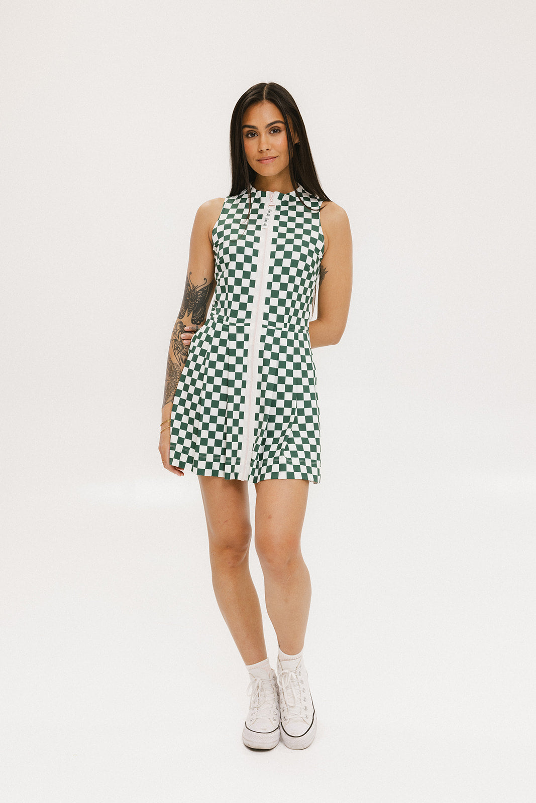 Erin Dress - Green/White Checkered