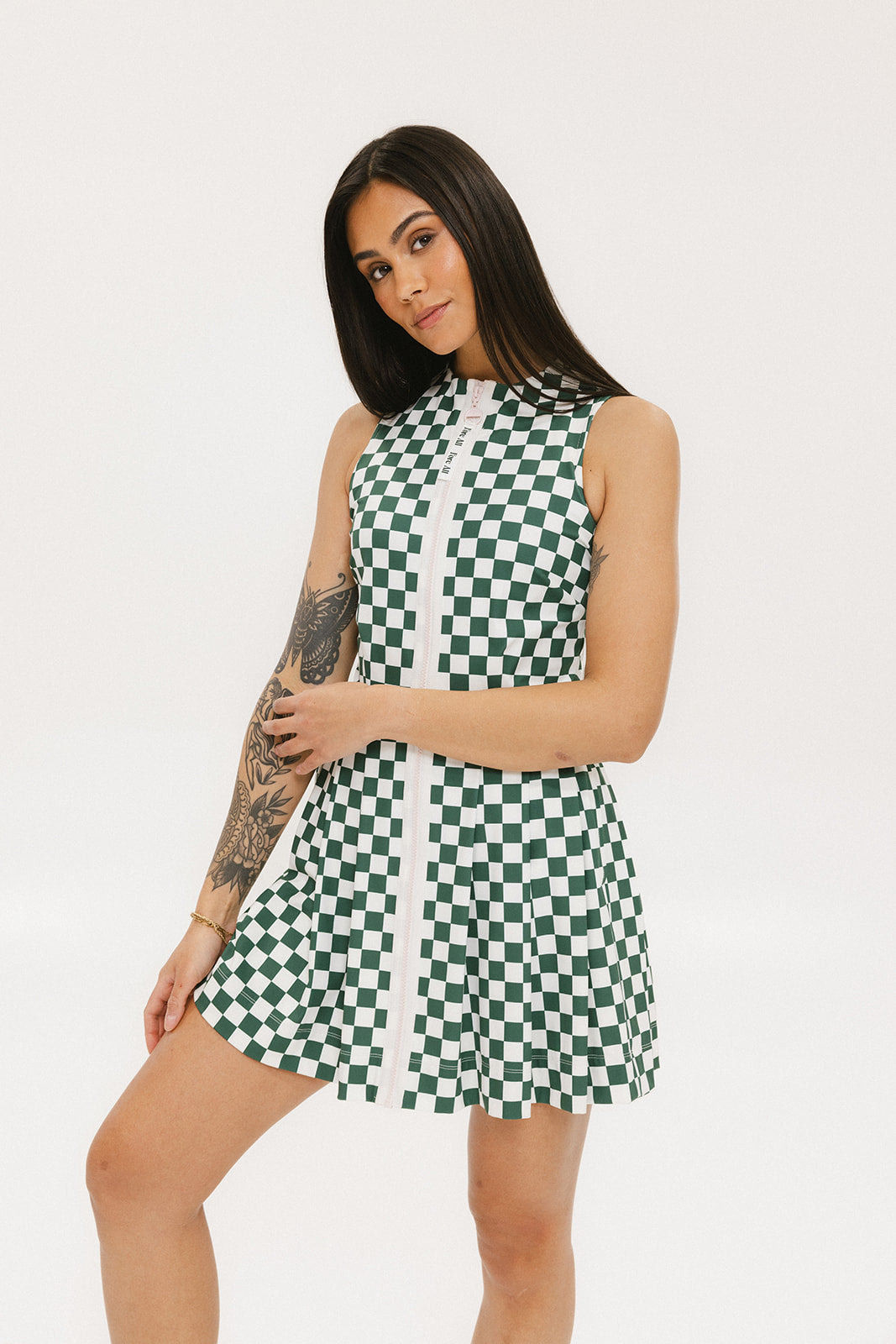 Erin Dress - Green/White Checkered