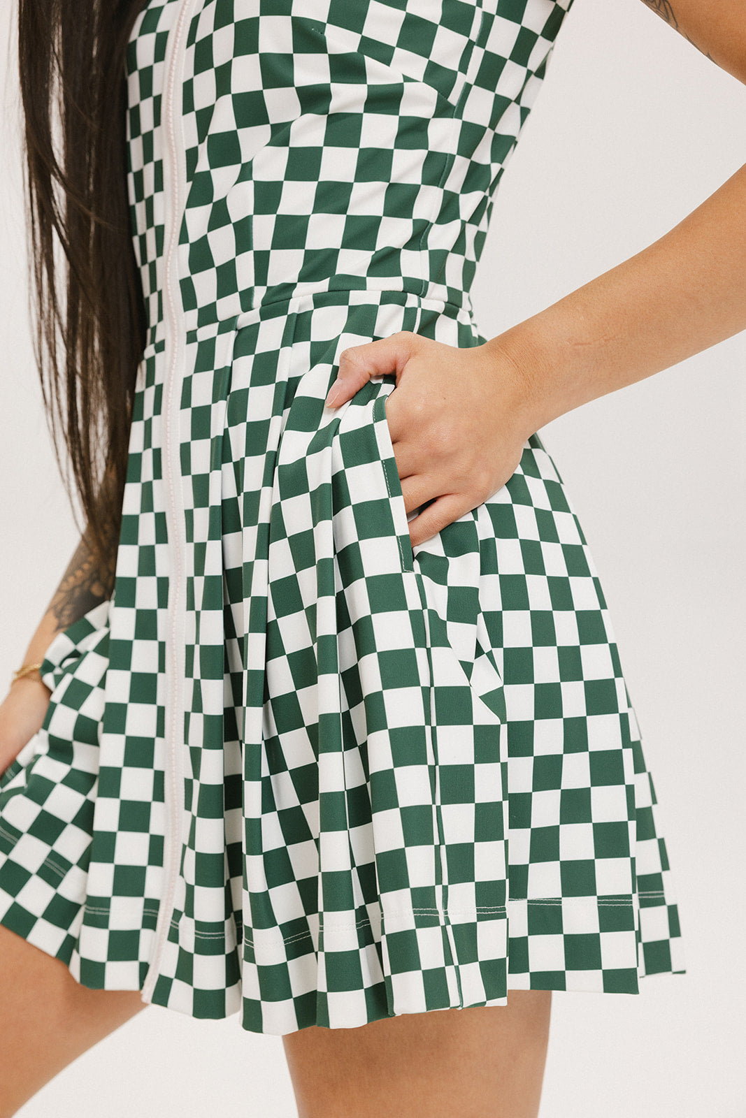 Erin Dress - Green/White Checkered