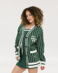 Dot Cardigan -  Pinstripe Green