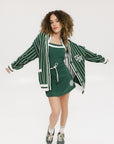 Dot Cardigan -  Pinstripe Green