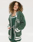 Dot Cardigan -  Pinstripe Green