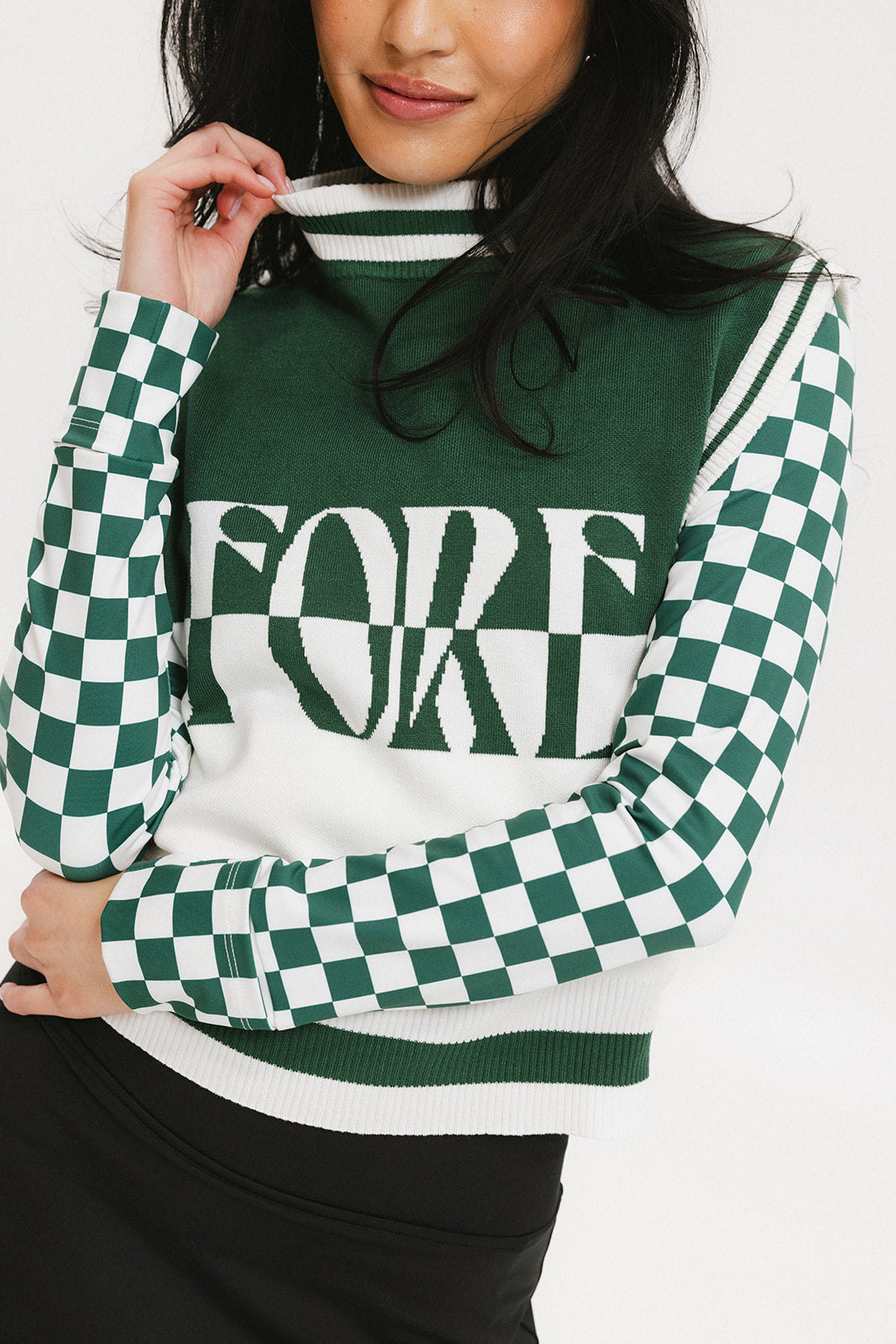 Fore Sleeveless Sweater - Green/White