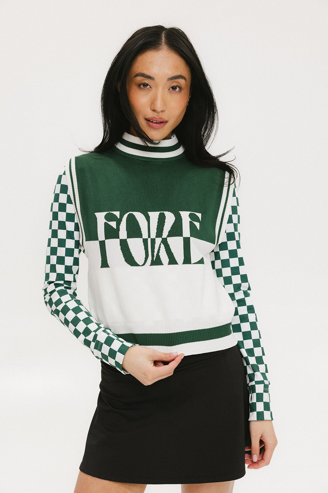 Fore Sleeveless Sweater - Green/White