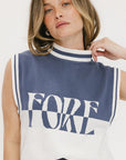 Fore Sleeveless Sweater - Indigo/White