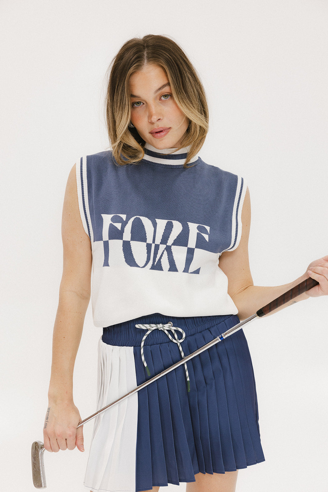 Fore Sleeveless Sweater - Indigo/White