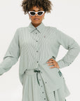 Victoria Button Up - Green Stripe