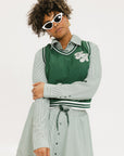 Victoria Button Up - Green Stripe