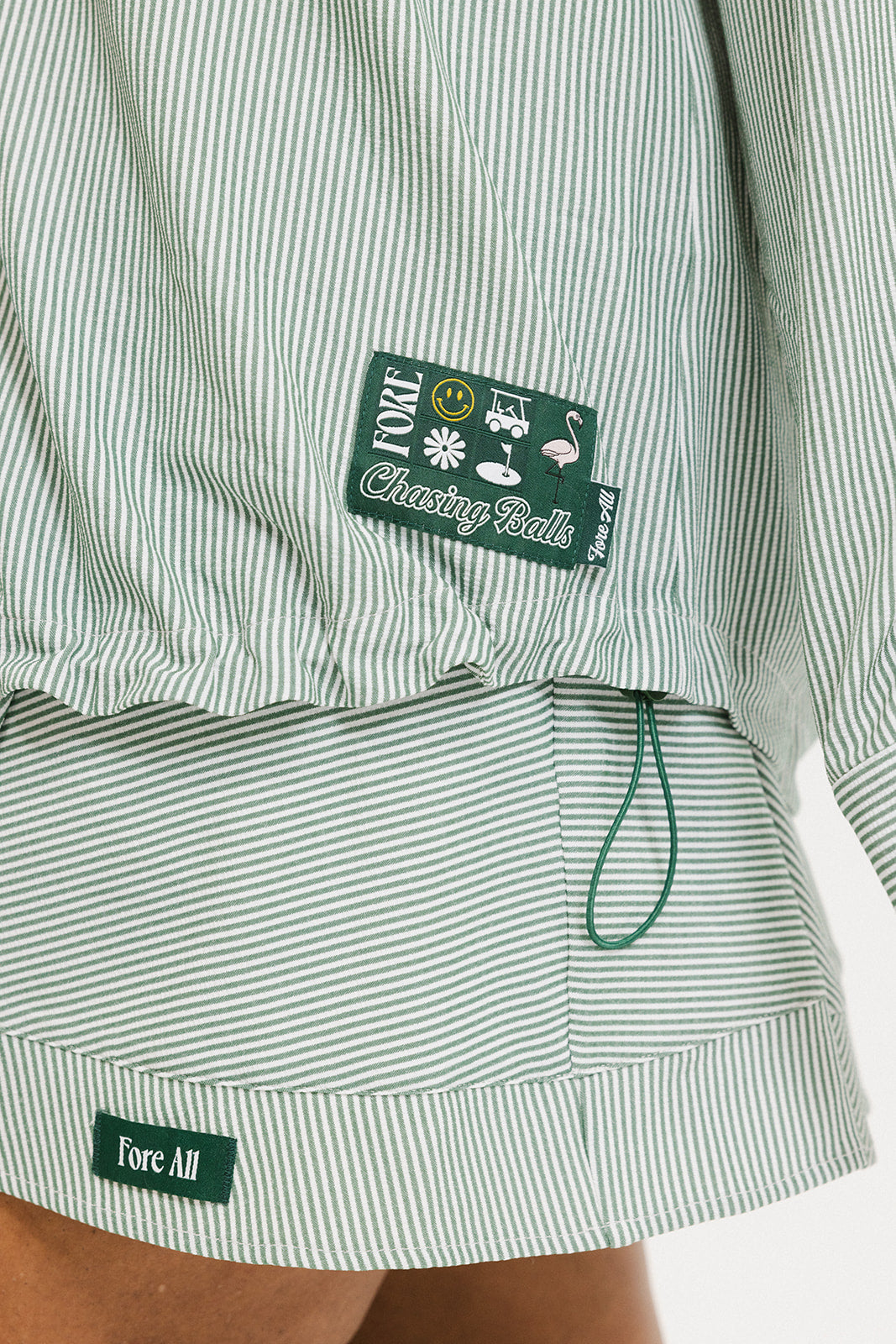 Victoria Button Up - Green Stripe