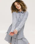 Victoria Button Up - Indigo Stripe