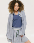 Victoria Button Up - Indigo Stripe