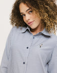 Victoria Button Up - Indigo Stripe