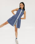 Erin Dress - Pinstripe Indigo