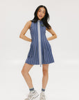 Erin Dress - Pinstripe Indigo