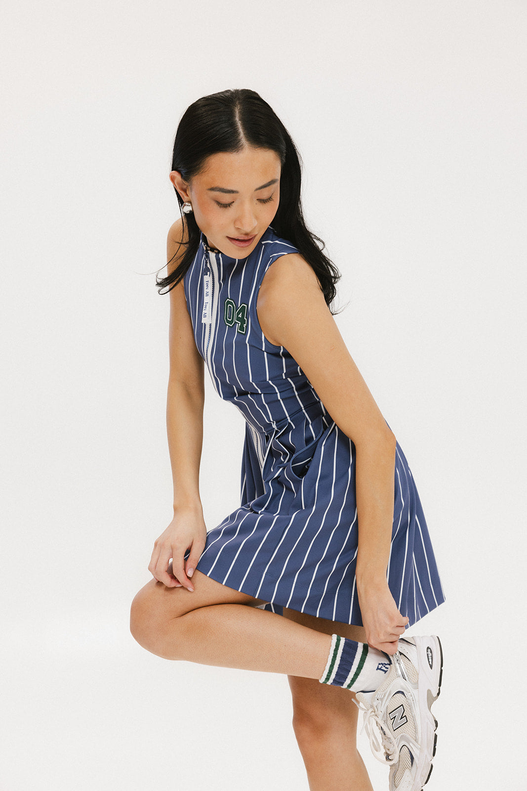 Erin Dress - Pinstripe Indigo