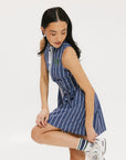 Erin Dress - Pinstripe Indigo