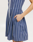 Erin Dress - Pinstripe Indigo